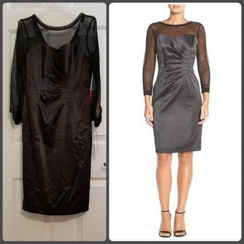 Tahari Black Satin Dress